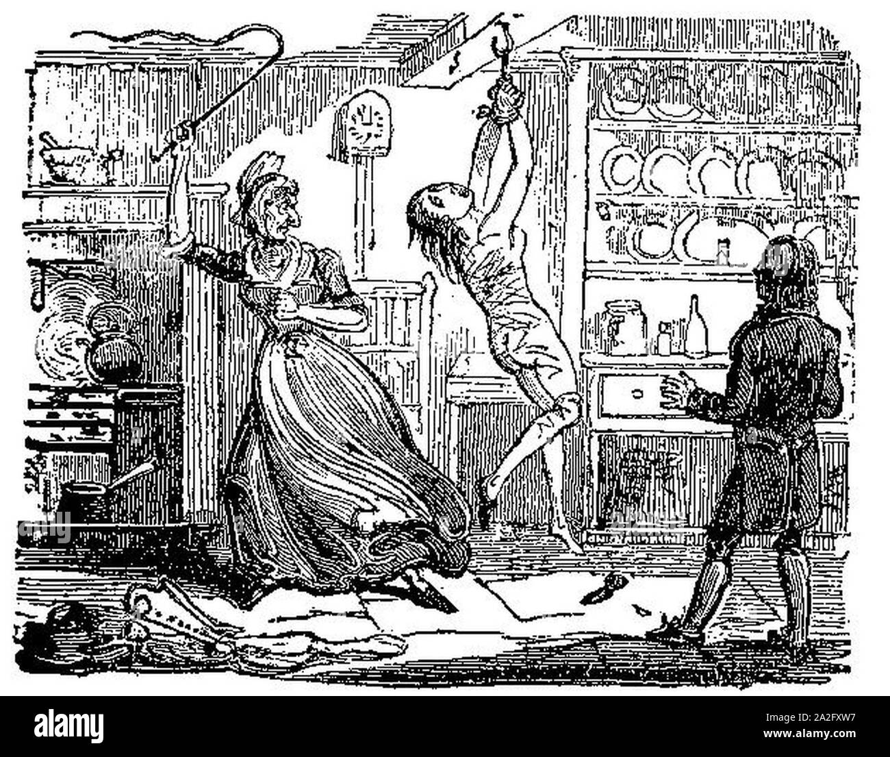 Elizabeth Brownrigg fouetter un serviteur. Banque D'Images