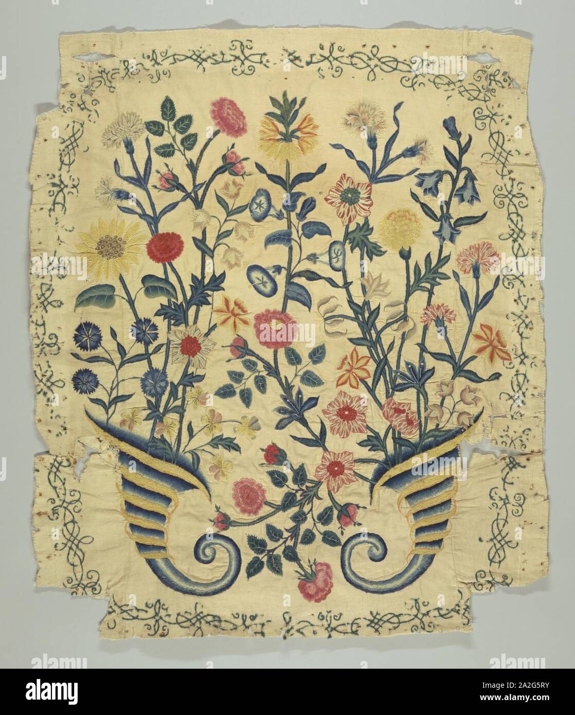 Broderie Crewel Ancienne - Milieu Du 20ème Siècle - Fait Main Aux USA - Occasion - Artisanat Vintage & Décoration Murale