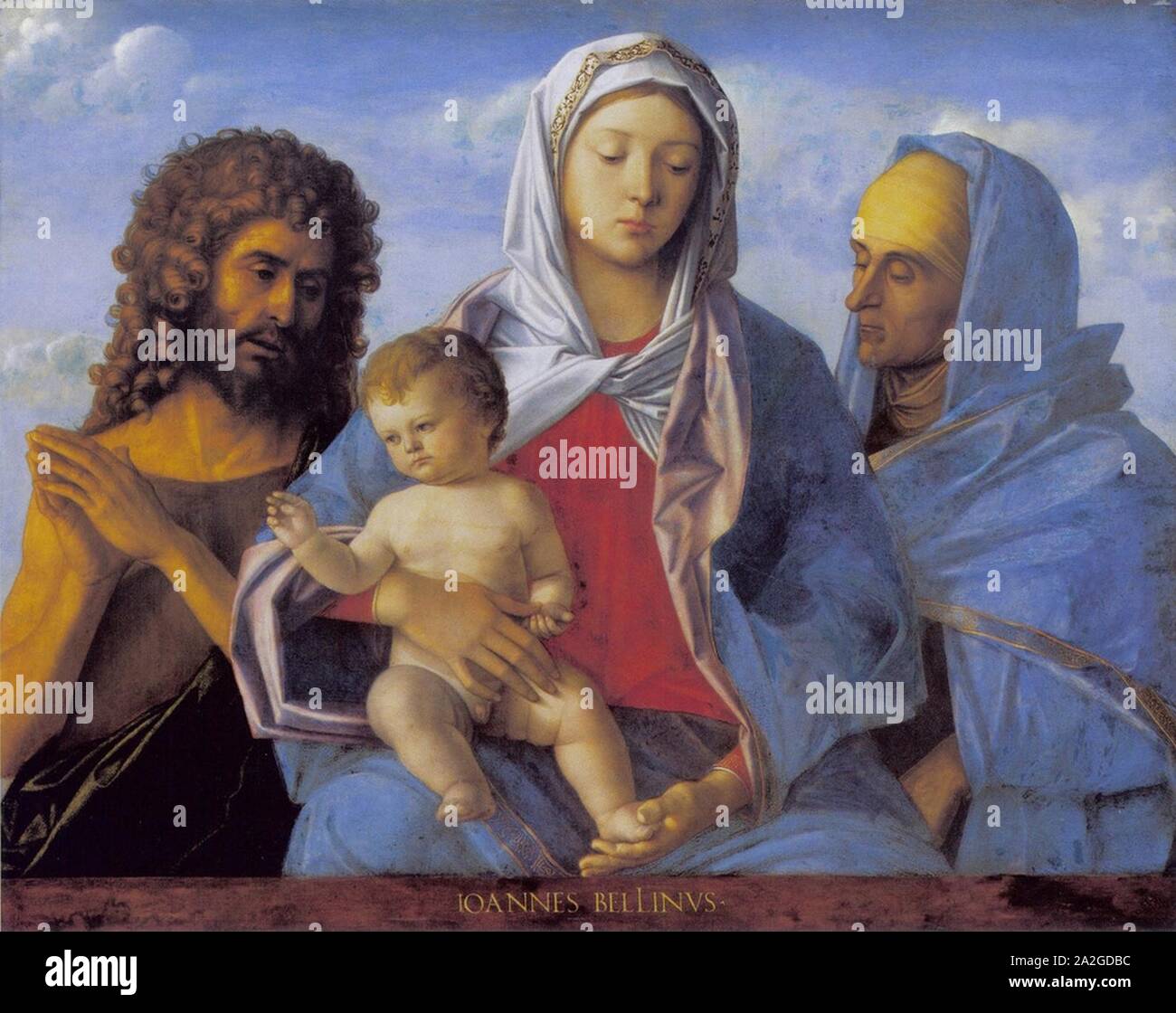 En atelier van Giovanni Bellini - Maria rencontré genre, Johannes de doper en de heilige Elisabeth Banque D'Images