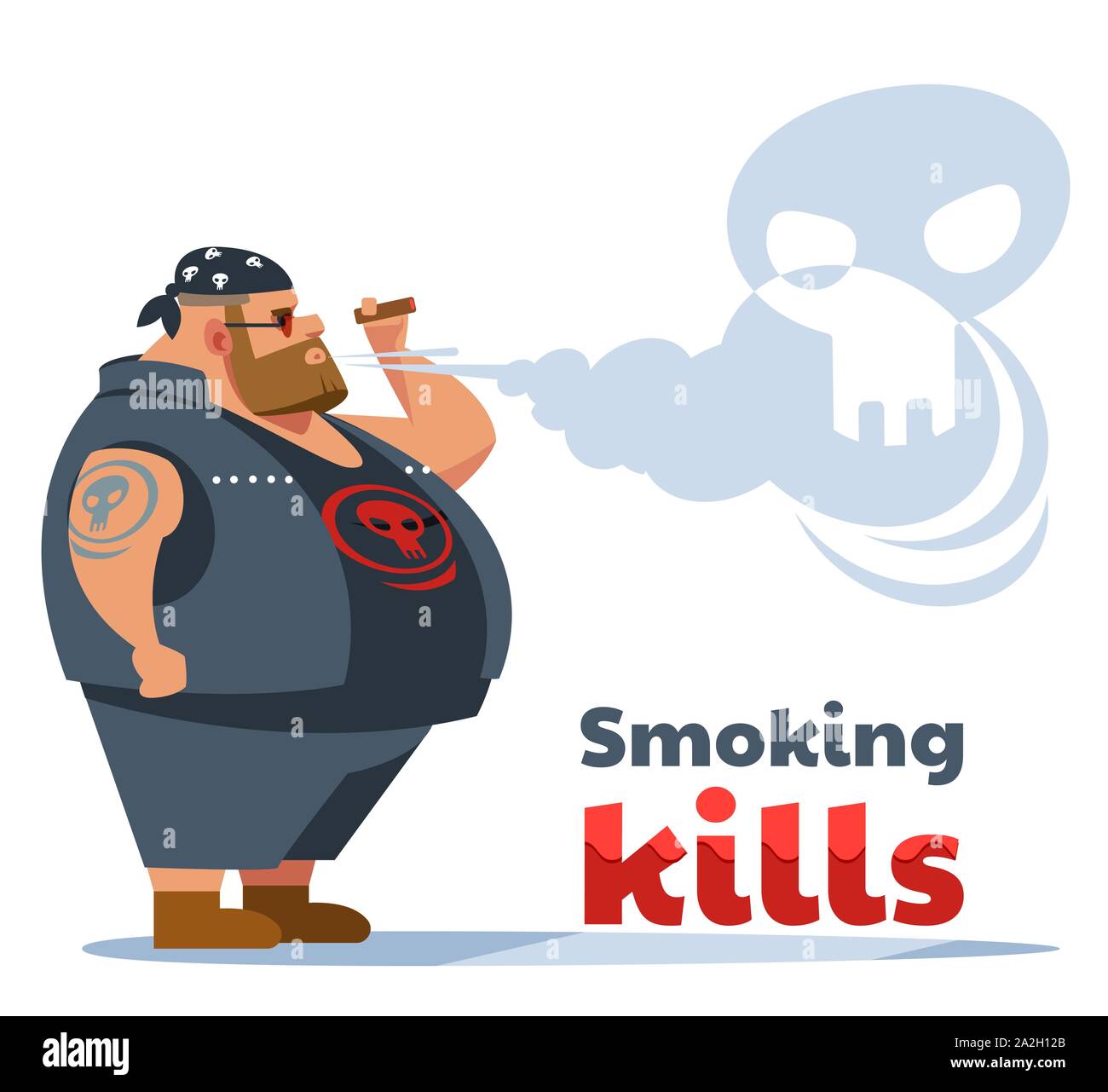 Le tabac tue l'affiche. 1900 Graisse fume. Soins de santé, arrêter de fumer concept. Télévision cartoon illustration vectorielle Illustration de Vecteur
