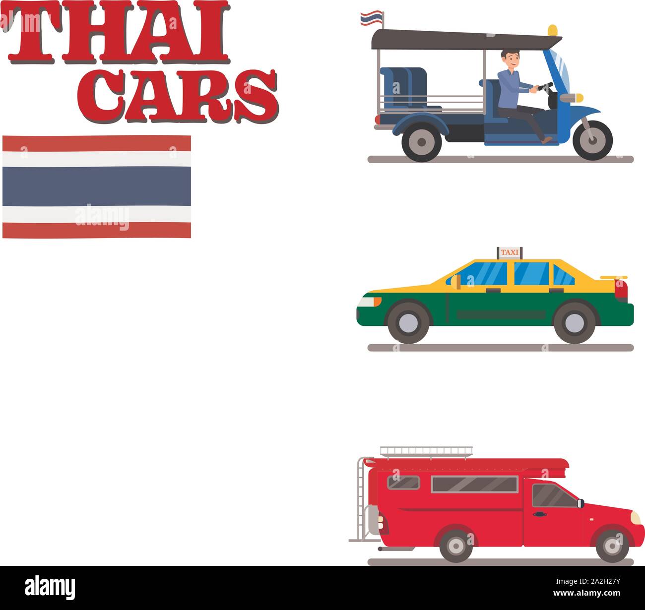 Voiture modèle plat thaïlandais vector illustration.Thai sevice de véhicule. Illustration de Vecteur