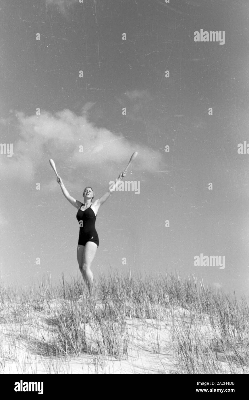 Sommerferien auf der Insel Norderney, Deutschland 1930er Jahre. Les vacances d'été à l'île de Norderney, Allemagne 1930. Banque D'Images