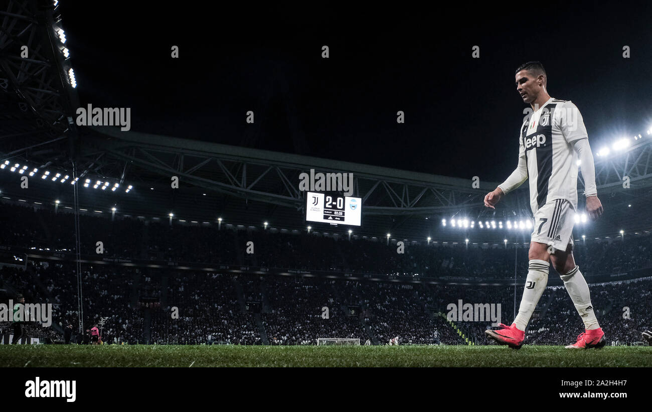 Cristiano Ronaldo jouant pour l'équipe de football de la Juventus en Italie Banque D'Images