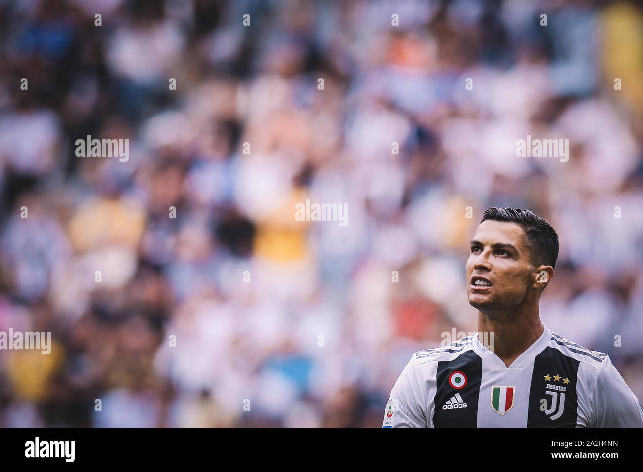 Cristiano Ronaldo jouant pour l'équipe de football de la Juventus en Italie Banque D'Images