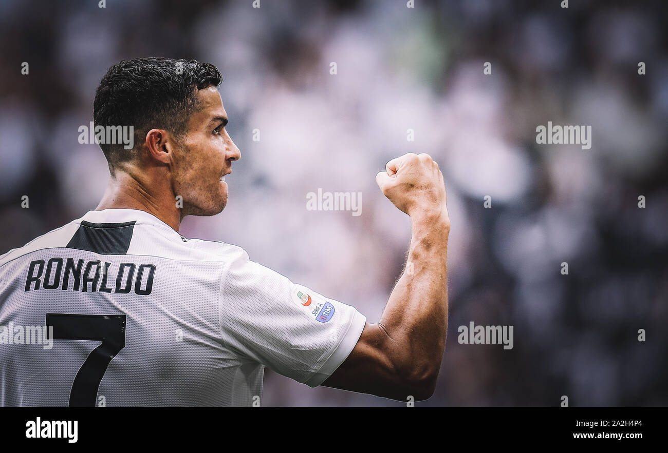 Cristiano Ronaldo jouant pour l'équipe de football de la Juventus en Italie Banque D'Images