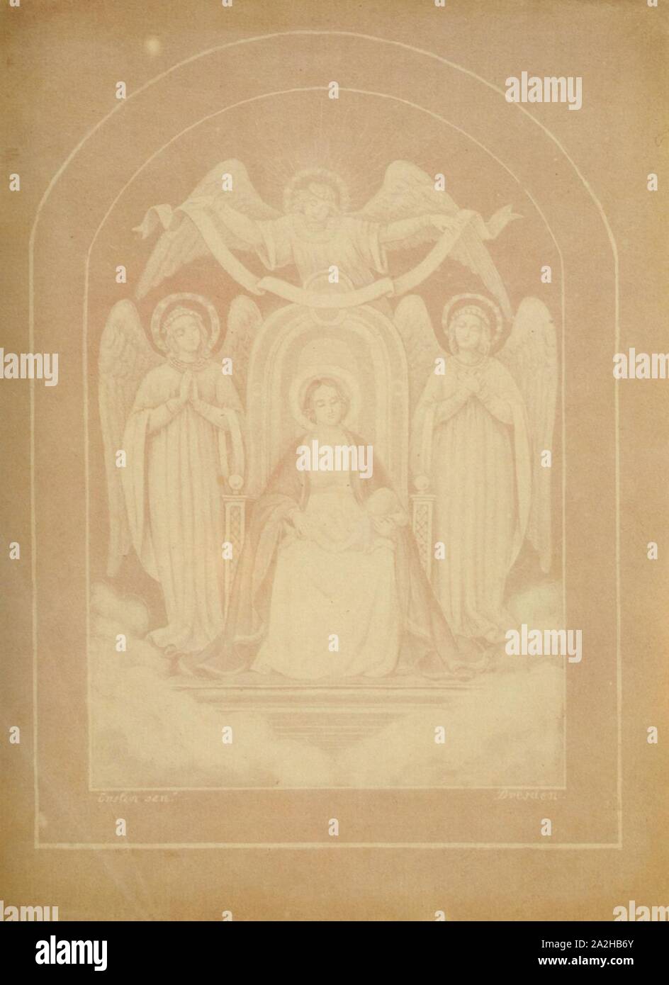 Enslen, Johann Carl - Jungfrau Maria mit Genre, umgeben von drei Engeln, Dresde Banque D'Images