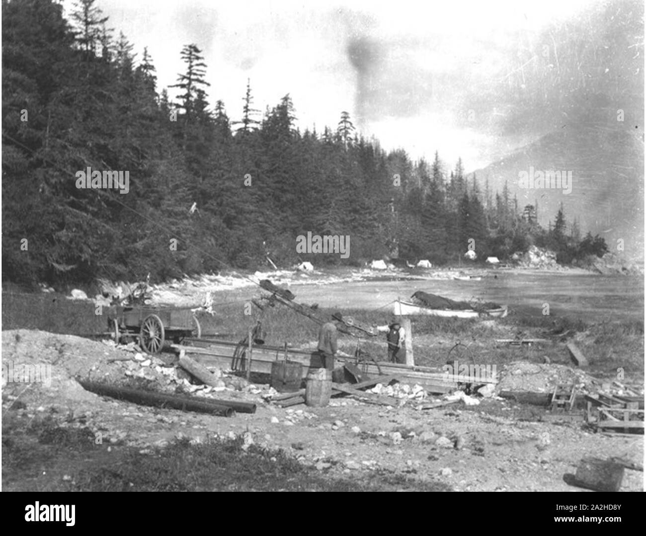 Camp d'ingénierie près de Fort Seward Alaska 1909 (KIEHL 132). Banque D'Images