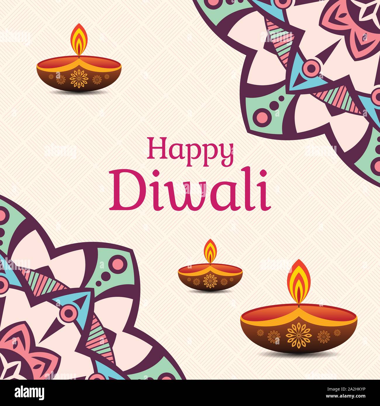 Carte de souhaits pour Diwali festival Diwali, diwali avec éléments de lampes à huile. Le Diwali ou Deepavali celebration day. Festival des lumières. Couleur Vector illust Illustration de Vecteur