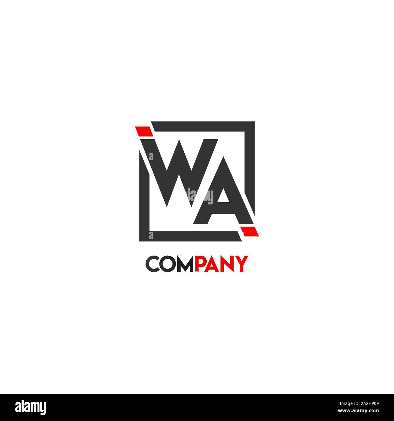Lettre WA 2002 Logo Design avec cadre carré Illustration de Vecteur