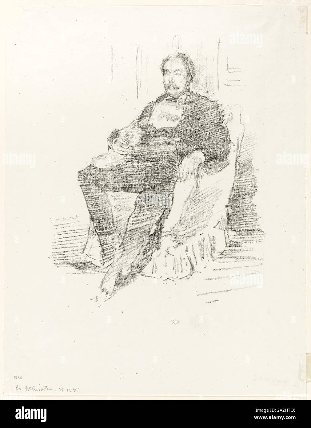 Portrait du Dr Whistler, n° 2, 1894, James McNeill Whistler, Américain, 1834-1903, United States, lithographie de transfert dans l'encre noire sur papier épreuve prévue d'ivoire gris, 192 x 154 mm (image), 276 x 215 mm (feuille Banque D'Images