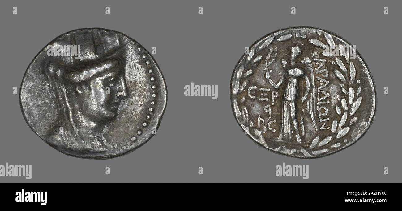 Tetradrachme (Coin) représentant Tyché, 95/94 avant J.-C., le grec, la Grèce antique, d'argent, diam. 3 cm, 15,17 g Banque D'Images