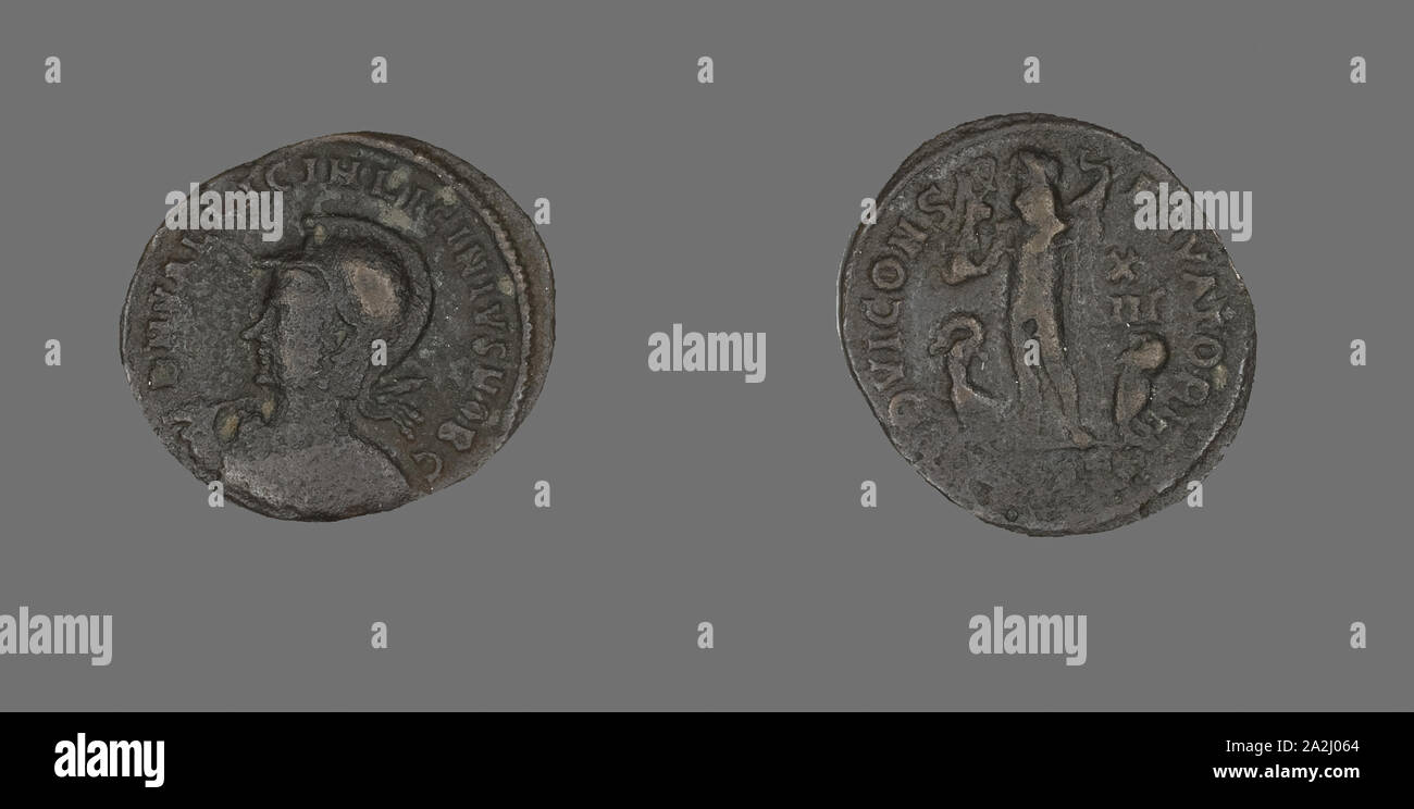 Follis (Coin) représentant l'Empereur Licinius, AD 321/323, Roman, frappées à Antioche, Empire romain, Bronze, diam. 2 cm, 2,77 g Banque D'Images