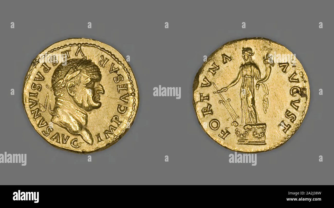 Aureus (Coin) représentant l'empereur Vespasien, 75/79, émis par Vespasien, Roman, frappé à Rome, Rome, l'or, diam. 2 cm, 7,37 g Banque D'Images