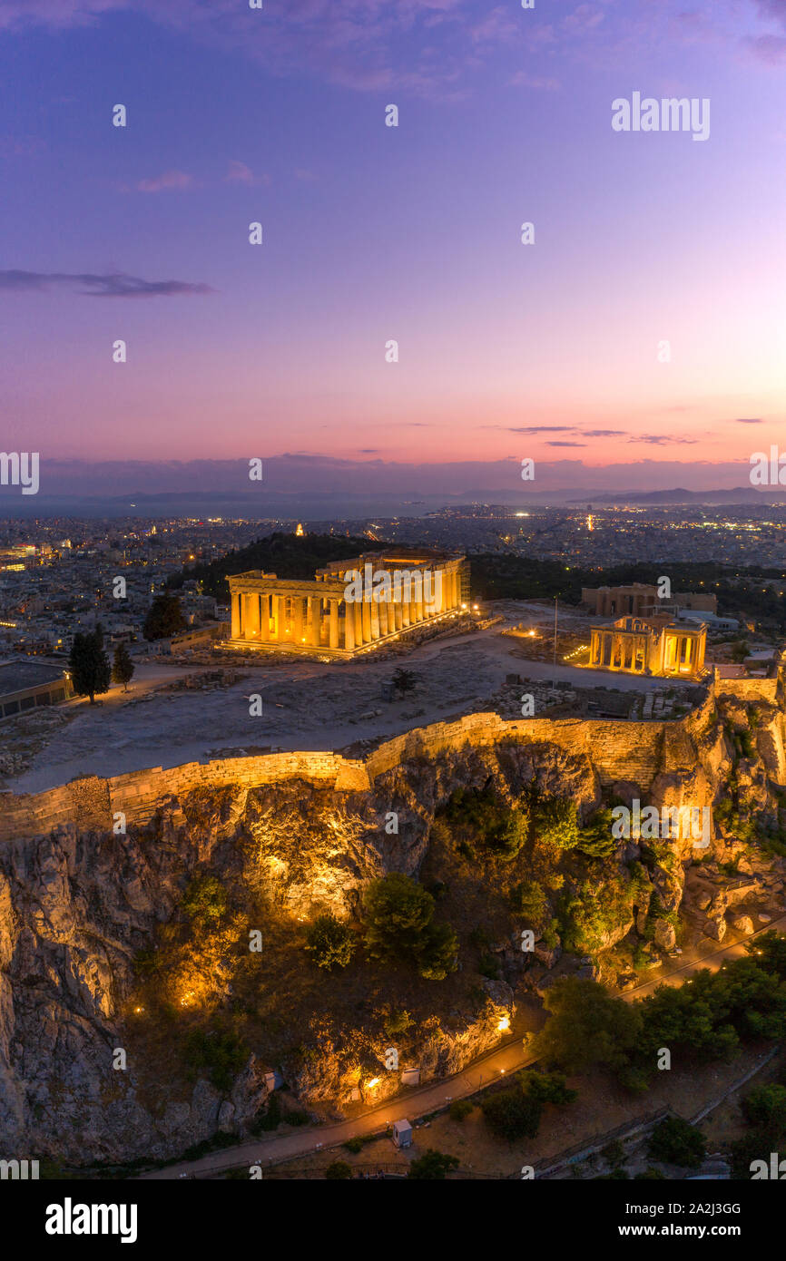 Grèce, Athènes, vue aérienne du Parthénon Banque D'Images