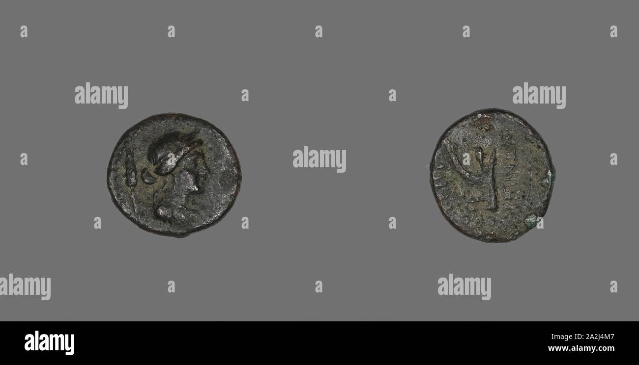 Hexas (Coin) représentant la déesse Déméter, après 241 avant J.-C., Grec, Grèce, Bronze, diam. 1,7 cm, 3,21 g Banque D'Images Hexas (Coin) représentant la déesse Déméter, après 241 avant J.-C., Grec, Grèce, Bronze, diam. 1,7 cm, 3,21 g Banque D'Images