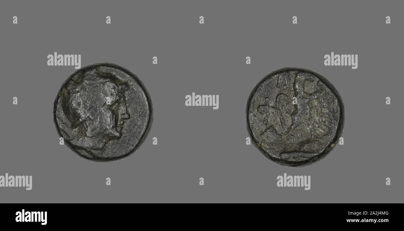 Médaille représentant le Héros Persée, 220/178 BC, Grec, Grèce, Bronze, diam. 2 cm, 10,7 g Banque D'Images