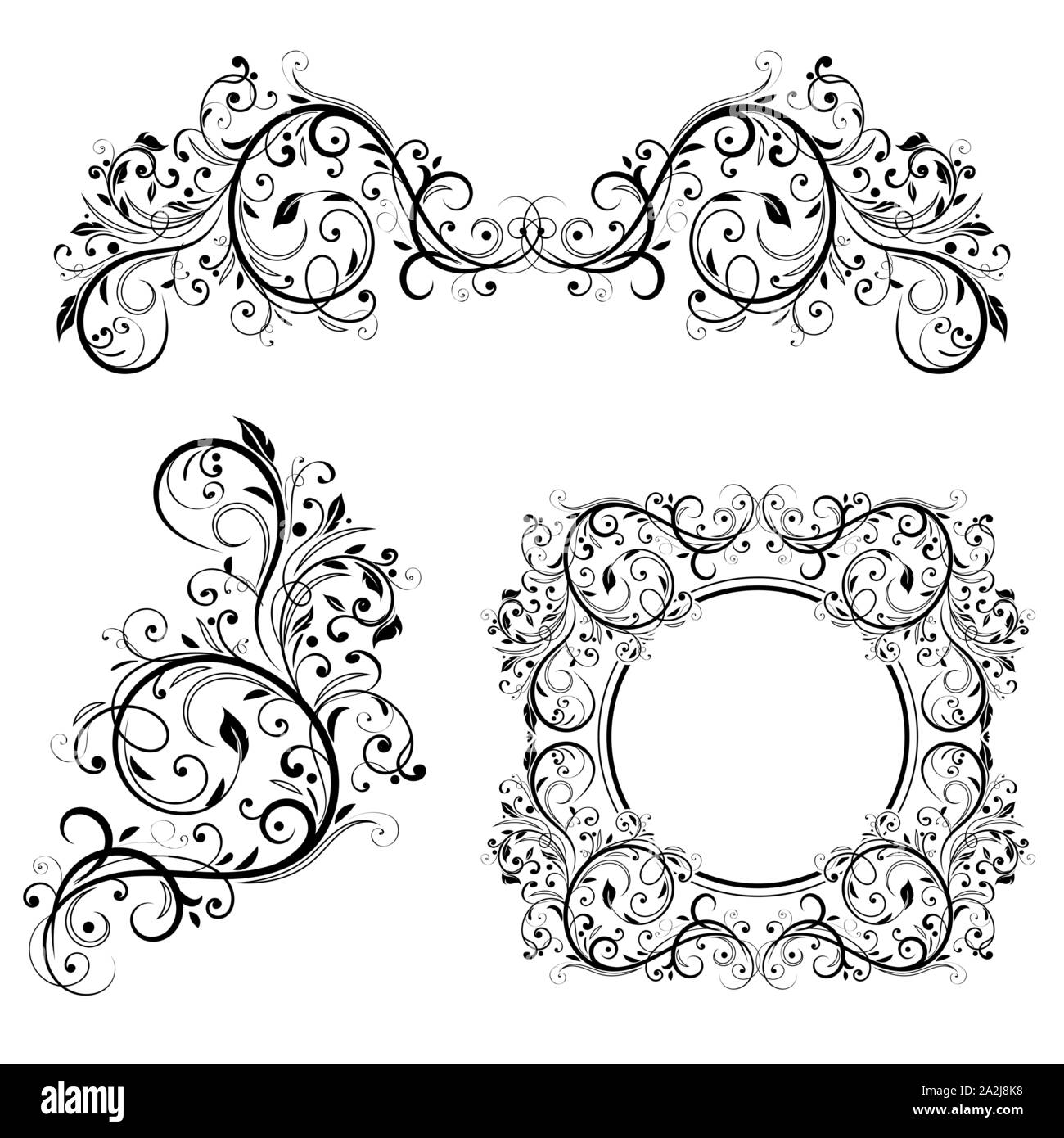 Floral frame et les diviseurs. Éléments de conception de décoration Illustration de Vecteur