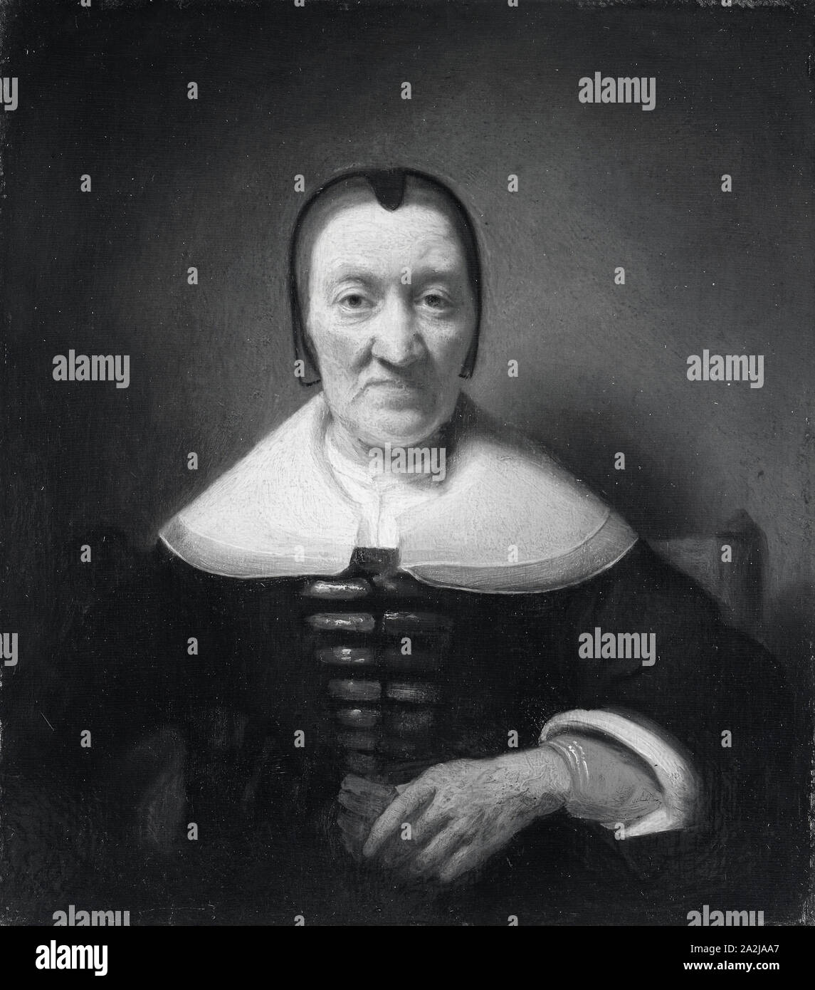 Portrait d'une femme, 1650/60, attribué à Nicolaes MAES, néerlandais, 1634-1693, Hollande, huile sur panneau, 30 x 26,5 cm (11 13/16 x 10 7/16 po Banque D'Images