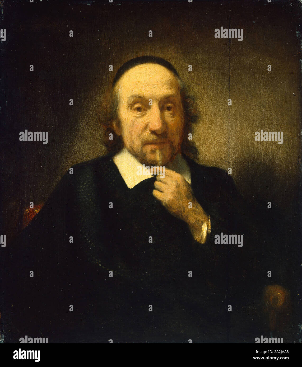 Portrait d'un homme, 1650/60, attribué à Nicolaes MAES, néerlandais, 1634-1693, Hollande, huile sur panneau, 30,5 x 26,5 cm (12 x 10 1/2 po Banque D'Images