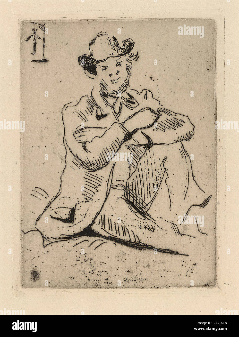 Guillaumin avec le Pendu, 1873, Paul Cézanne, Français, 1839-1906, France, Eau-forte sur papier vergé crème, 156 × 116 mm (plaque), 264 × 200 mm (feuille Banque D'Images