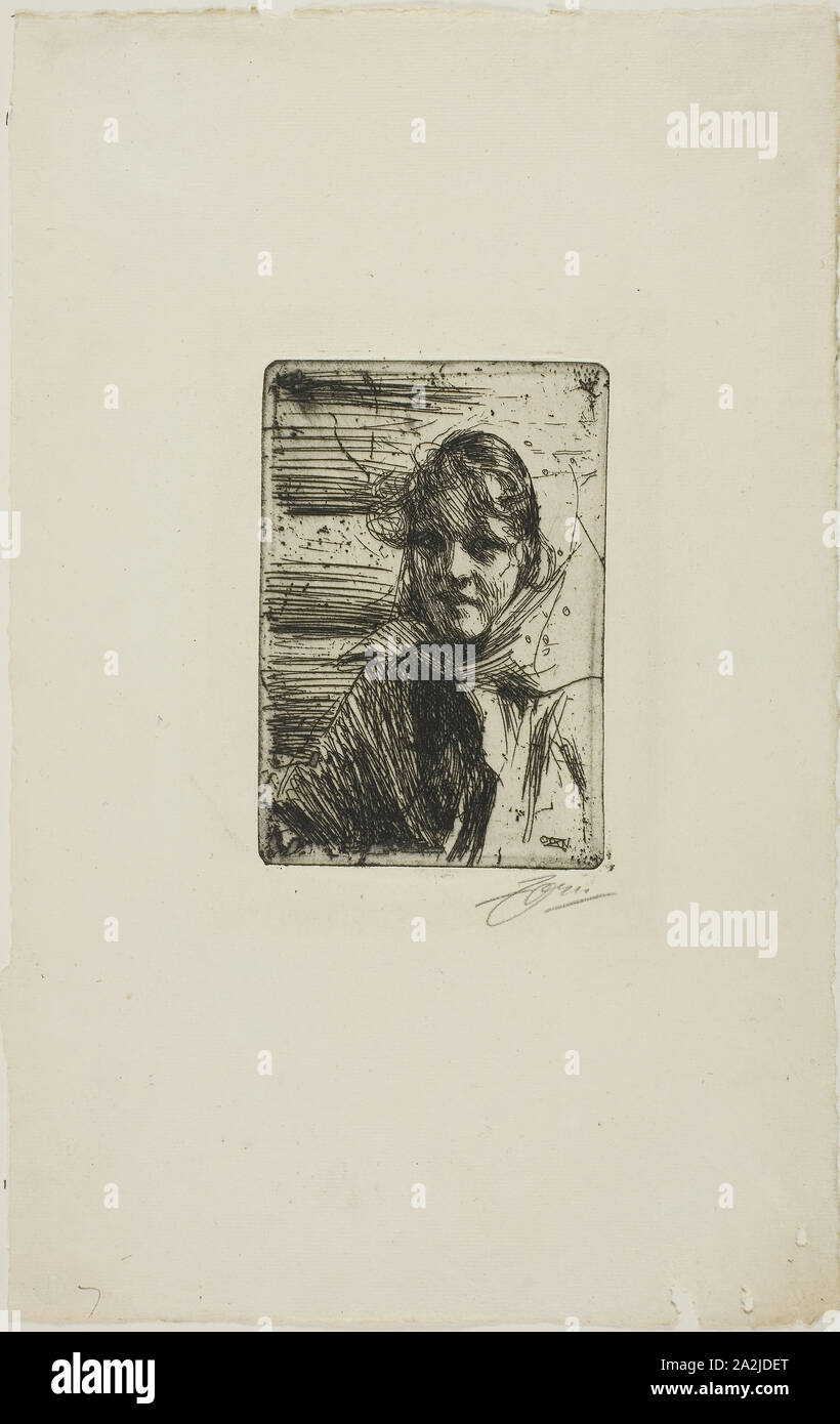 Kol Margit, 1900, Anders Zorn, suédois, Suède, 1860-1920, Eau-forte sur papier vergé ivoire, 129 x 88 mm (image/plaque), 333 x 213 mm (feuille Banque D'Images