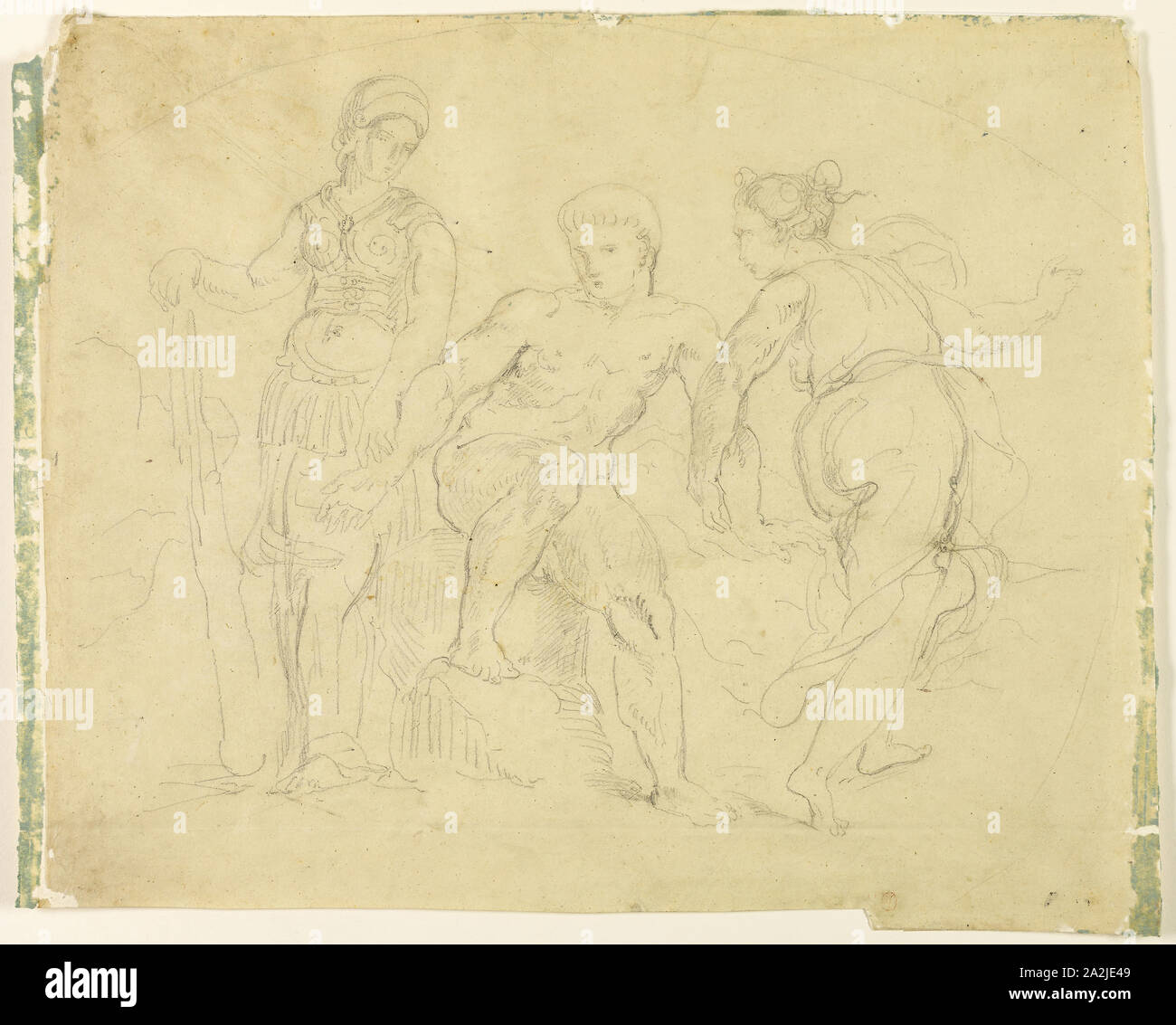 Hercule entre le Vice et la vertu, 1849-52, Eugène Delacroix, Français, 1798-1863, France, graphite sur papier calque, tan fixées sur papier vélin ivoire, 290 × 352 mm Banque D'Images