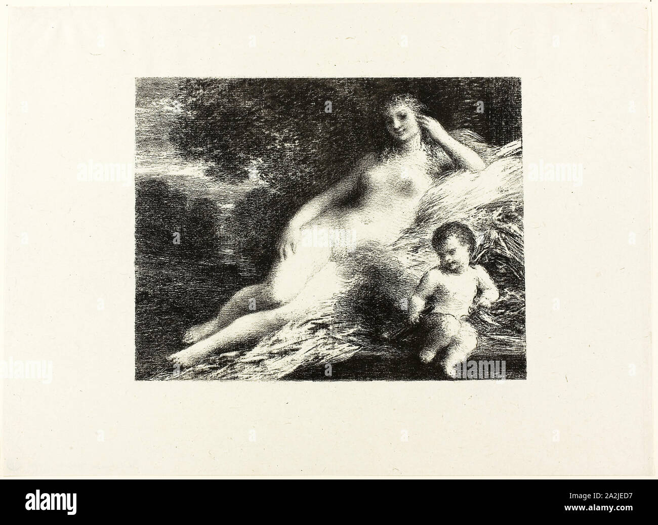 Vénus et Cupidon, deuxième plaque, 1895, Henri Fantin-Latour, Français, 1836-1904, France, lithographie en noir sur blanc chine, 178 × 229 mm (image), 277 × 380 mm (feuille Banque D'Images