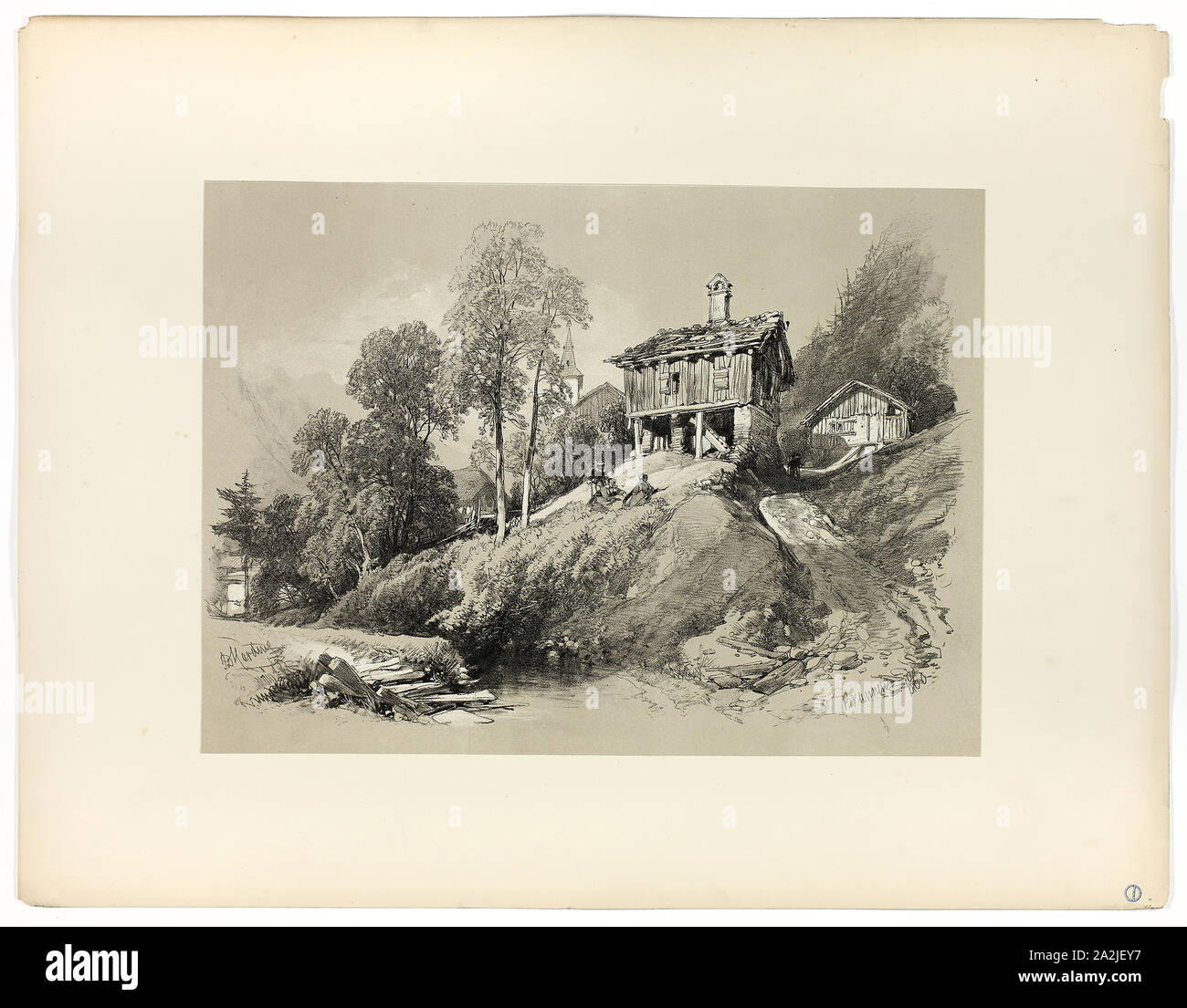 Zürich, du pittoresque, Sélections 1860, James Duffield Harding, (Anglais, 1798-1863), publié par W. et Kent Co., Angleterre, Lithographie sur papier, 280 × 380 mm (support principal), 430 × 560 mm (support secondaire Banque D'Images