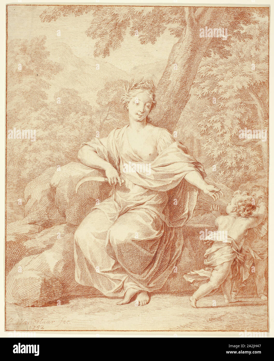 Ceres, 1752, Jan Wandelaar, néerlandais, 1690-1759, Hollande, craie rouge sur papier vergé crème, 305 x 247 mm Banque D'Images