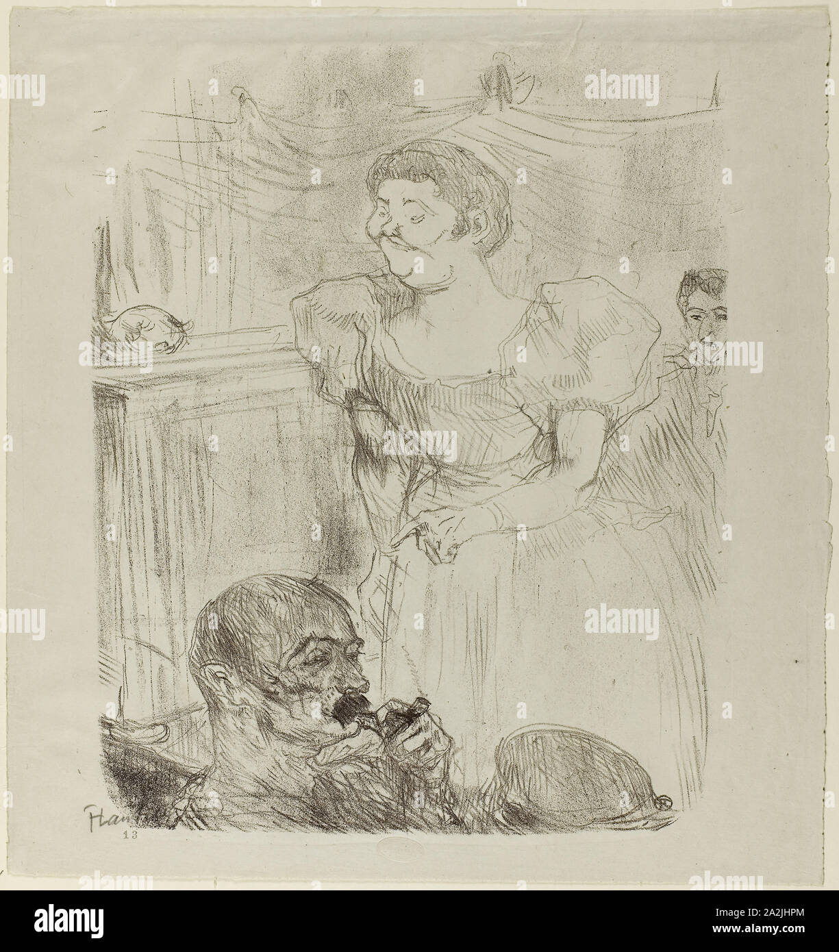 Di ti Fellow, chanteur dans un Café-Concert, 1898, Henri de Toulouse-Lautrec, Français, 1864-1901, France, lithographie sur ivoire-gris Chine mis à papier, 322 × 260 mm (image), 356 × 334 mm (feuille Banque D'Images