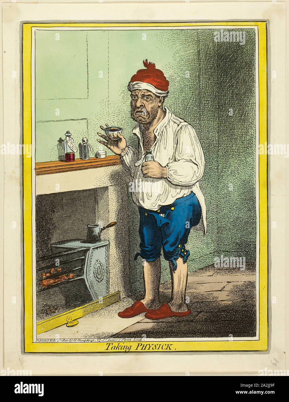 Prendre Physick, publié le 6 février 1800, James Gillray (anglais, 1756-1815), publié par Hannah Humphrey (Anglais), ch. 1745-1818), en Angleterre, à la main, gravure sur papier, 260 × 199 mm (plaque), 288 × 222 mm (feuille Banque D'Images