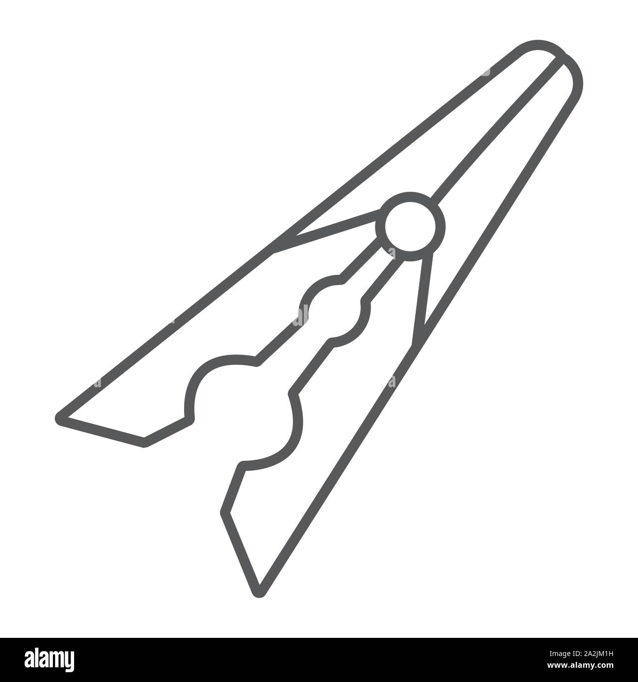 L'icône de la ligne mince Clothespin, blanchisserie et le collier, une épingle à linge signe, vector graphics, un motif linéaire sur un fond blanc. Illustration de Vecteur