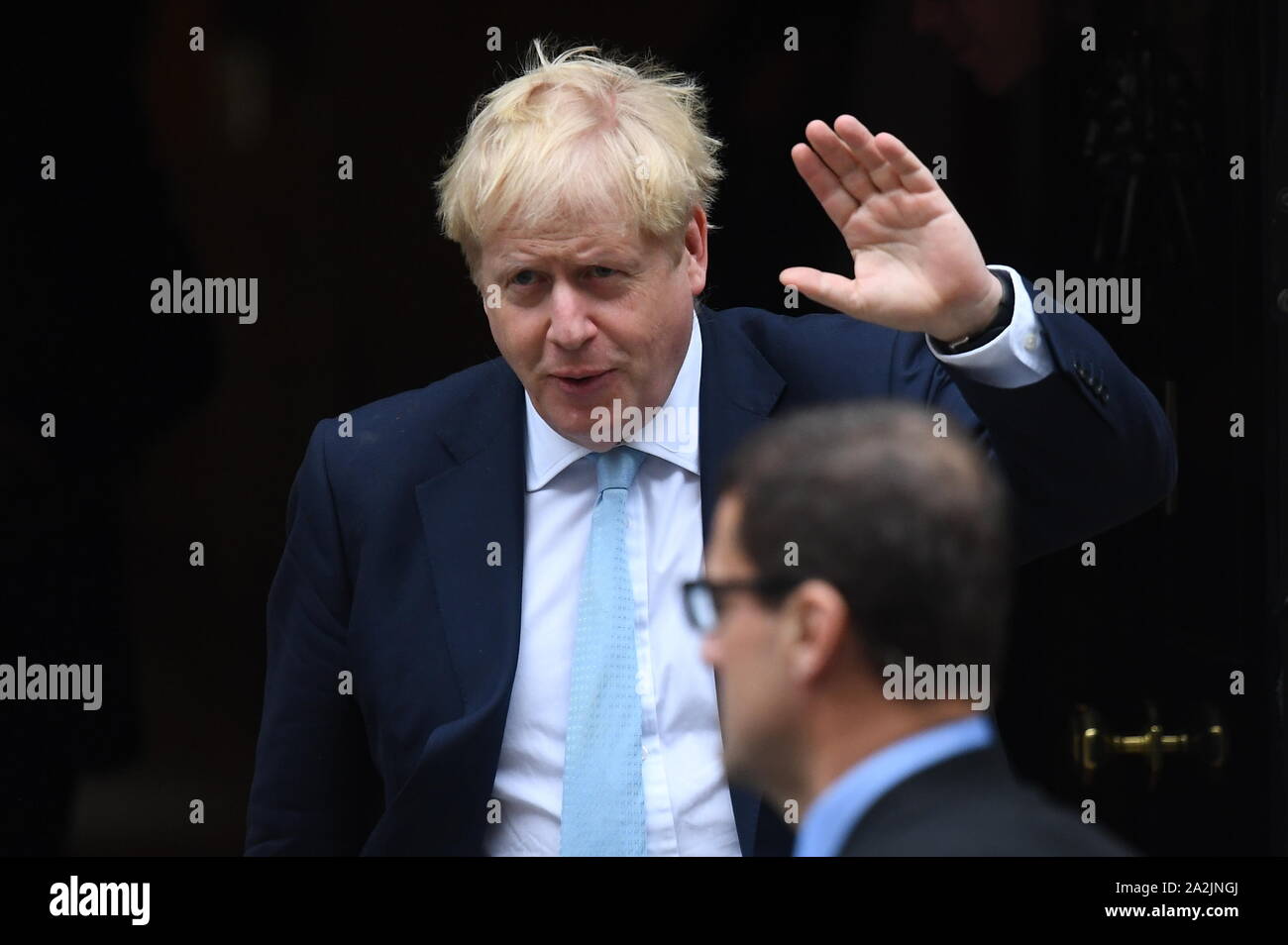 Premier ministre Boris Johnson quitte 10 Downing Street, Londres. PA Photo. Photo date : Jeudi 3 octobre 2019. Voir la politique histoire Brexit PA. Crédit photo doit se lire : Victoria Jones/PA Wire Banque D'Images