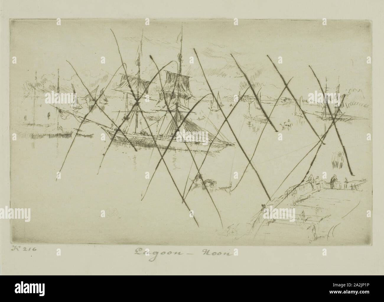 Lagoon, MIDI, 1879/80, James McNeill Whistler, Américain, 1834-1903, United States, pointe sèche, avec l'annulation, à peine, dans l'encre noire sur papier vergé ivoire, 136 x 201 mm (plaque), 170 x 227 mm (feuille Banque D'Images