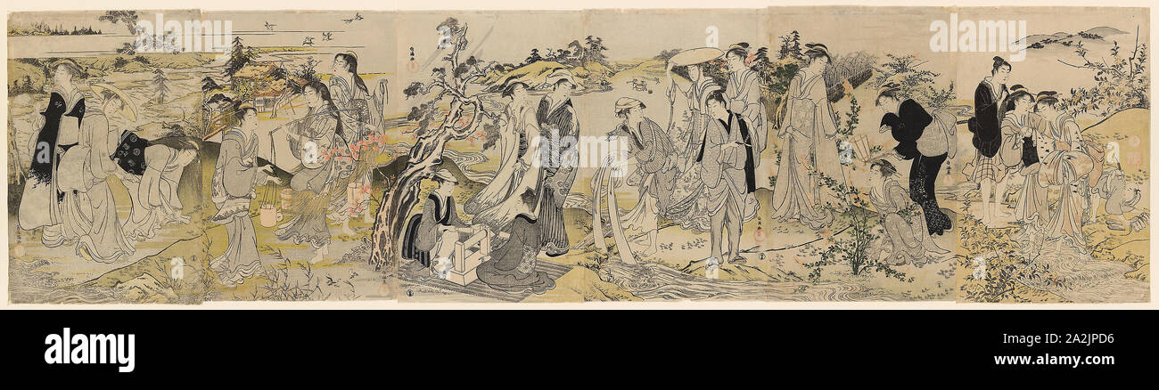 La rivière Jewel Noda, à partir d'une hexaptych illustrant les six rivières Bijou, ch. 1781/89, Kubo Shunman, japonais, 1757-1820, le Japon, l'estampe Couleur, feuille d'Oban hexaptych Banque D'Images