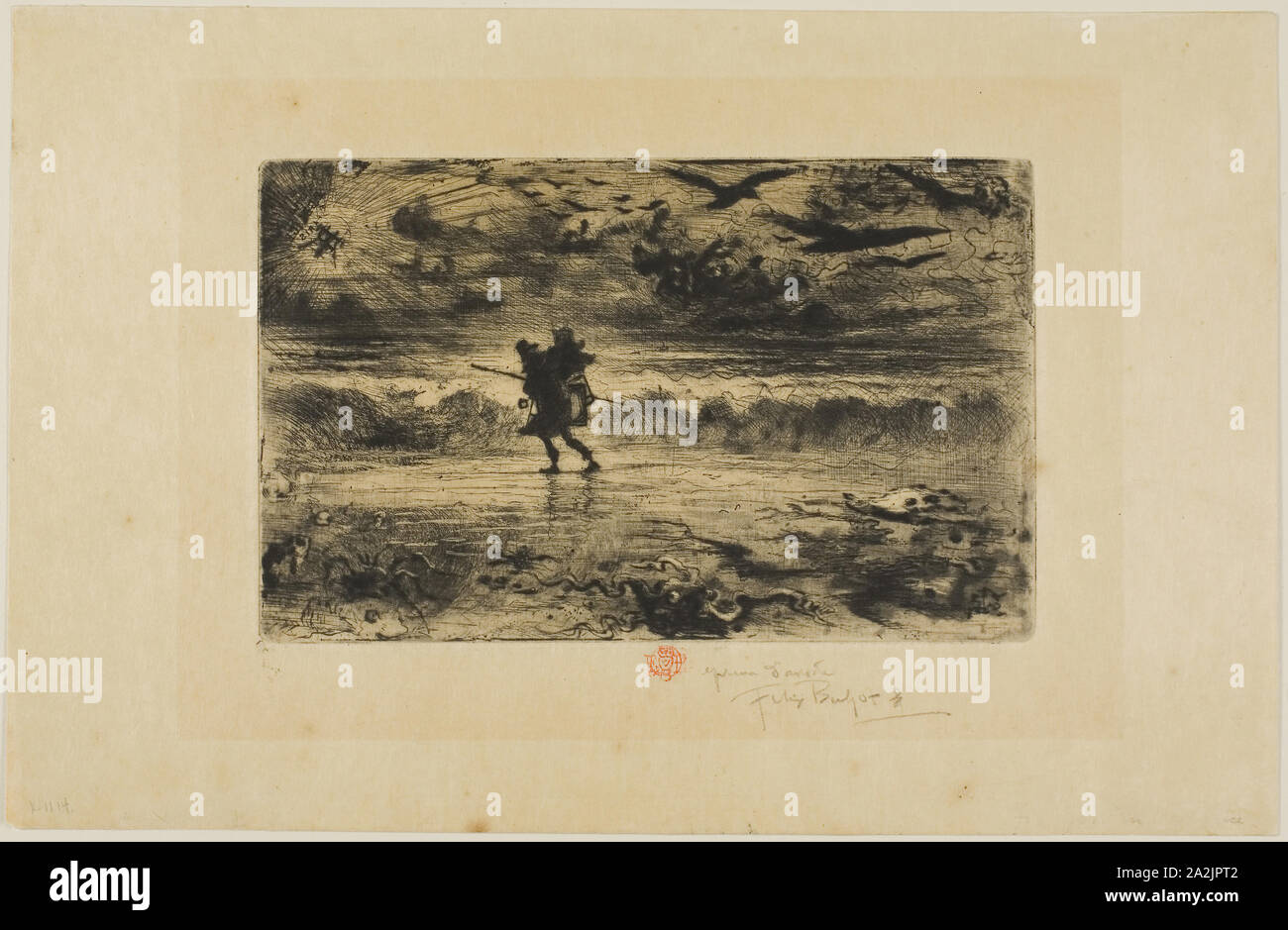 Le peintre de marines, n.d., Félix Hilaire Buhot, Français, 1847-1898, France, pointe sèche sur papier Japon crème, 130 × 208 mm (plaque), 222 × 341 mm (feuille Banque D'Images