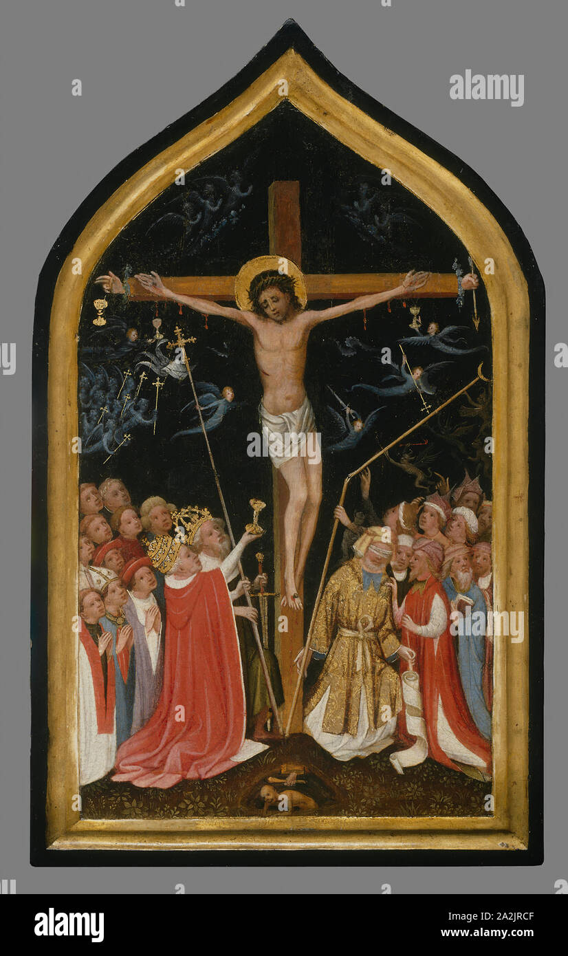 Le Christ sur la croix de vie, 1420/30, Disciple du Maître de Saint Veronica, Allemand, Cologne actif c. 1395-c. Cologne, 1420, huile sur panneau, 48,2 × 28,7 cm (19 1/8 x 11 3/8 in.), surface peinte : 40,7 × 23,3 × 16 cm (9 3/16 po Banque D'Images