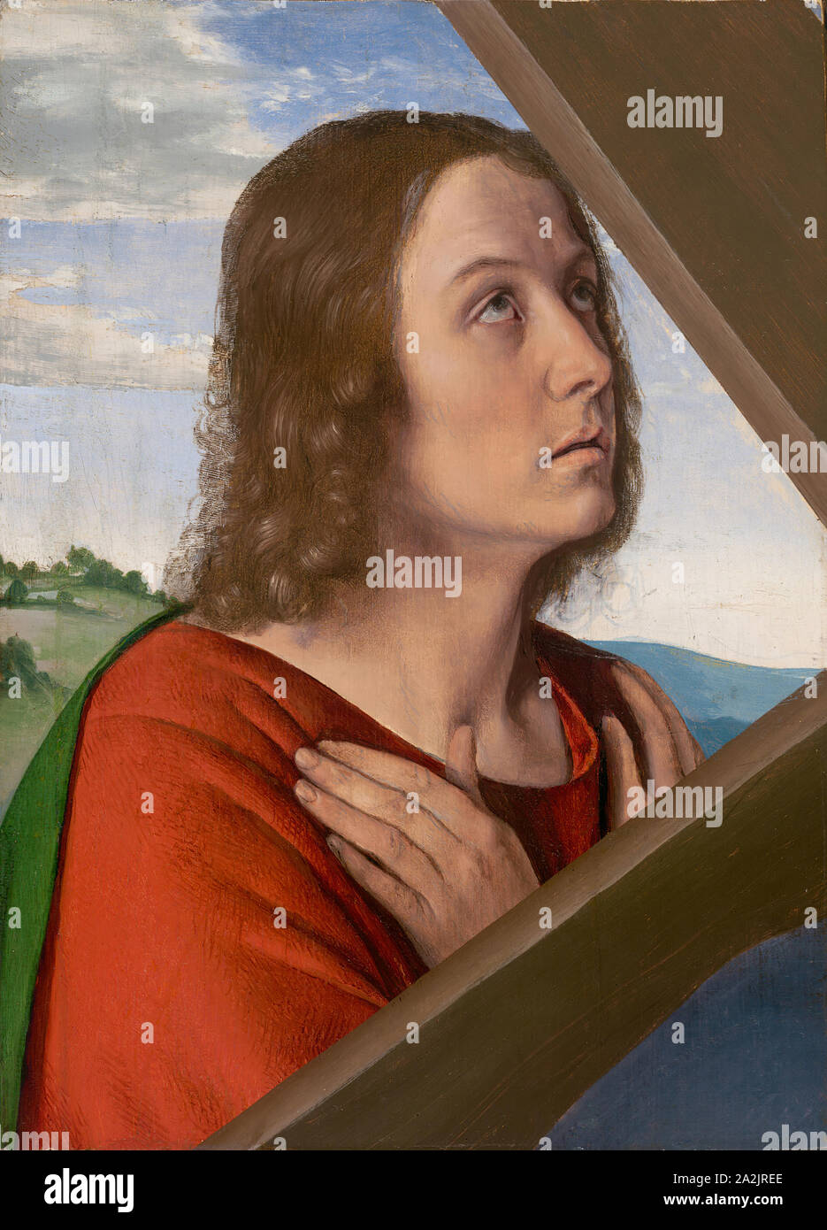 Fragment du Christ portant la croix : Saint Jean l'Évangéliste, 1500/05, Jean Hey, connu comme le Maître de Moulins, moulins et Lyon active, c. 1475-c. 1505, Provence, huile sur panneau, 10 × 3/4 7 7/8 in. (27,3 × 20 cm), de l'image : 10 1/4 × 7 7/16 in. (26 × 18,8 cm Banque D'Images