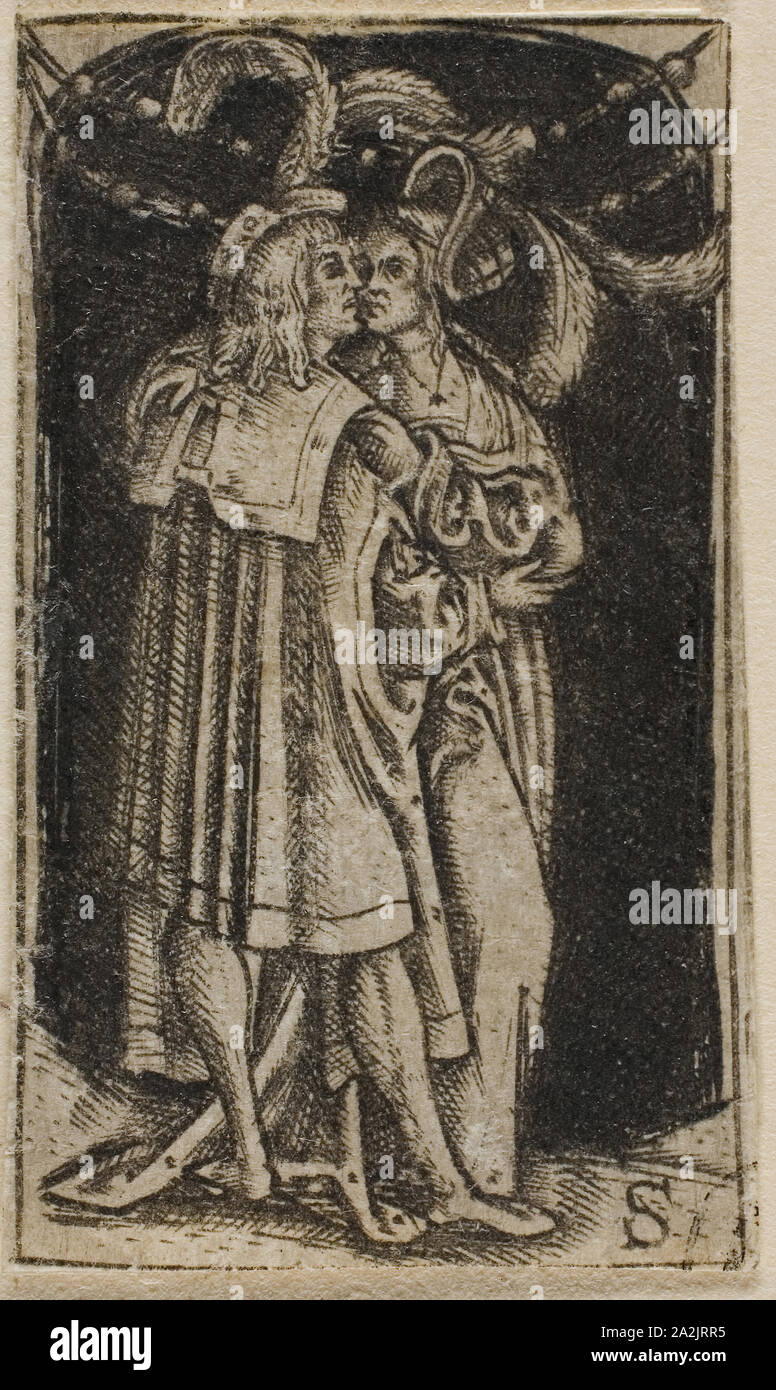 Un couple debout, s.d., Master, active 1500-1525, Russisch, Pays-Bas, gravure en noir sur papier vergé ivoire, 44 x 25 mm (plaque Banque D'Images