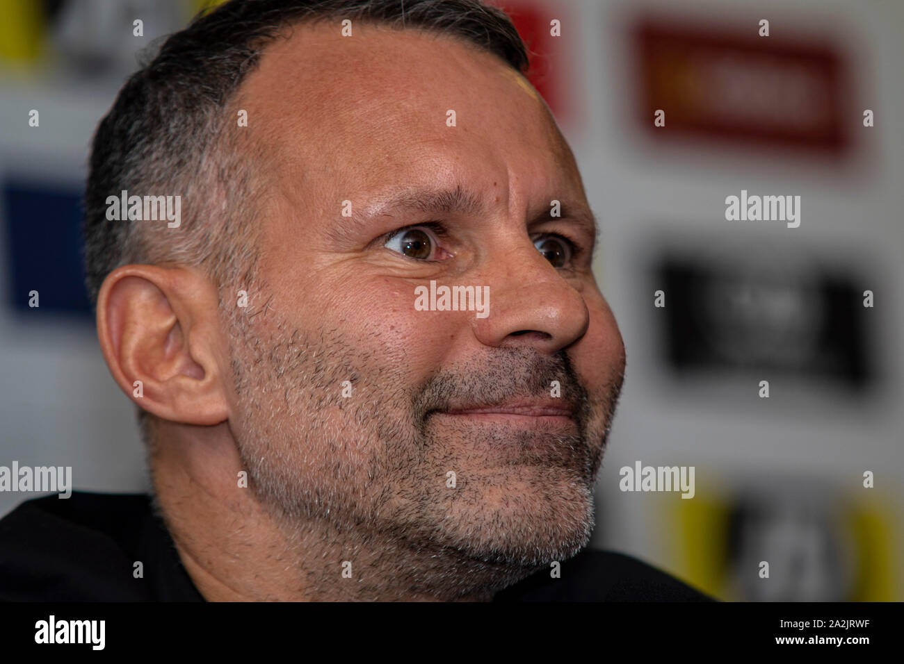 Barry, Pays de Galles, Royaume-Uni. 3 octobre, 2019. Ryan Giggs annonce son squad gallois pour l'UEFA Euro 2020 contre la Slovaquie et Croatie qualificatifs. Lewis Mitchell/YCPD/Alamy Live News. Banque D'Images