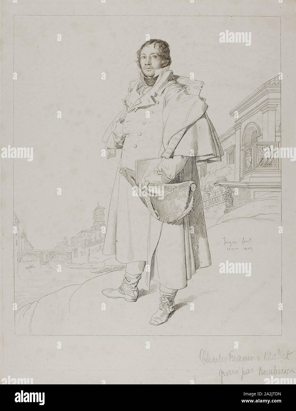 Charles François Mallet, ch. 1809, Angelo Boucheron (Français, 1779/80-après 1830), après Jean-Auguste-Dominique Ingres (Français, 1780-1867), France, pointe sèche sur papier vélin ivoire, 252 × 211 mm (plaque), 327 × 280 mm (feuille Banque D'Images