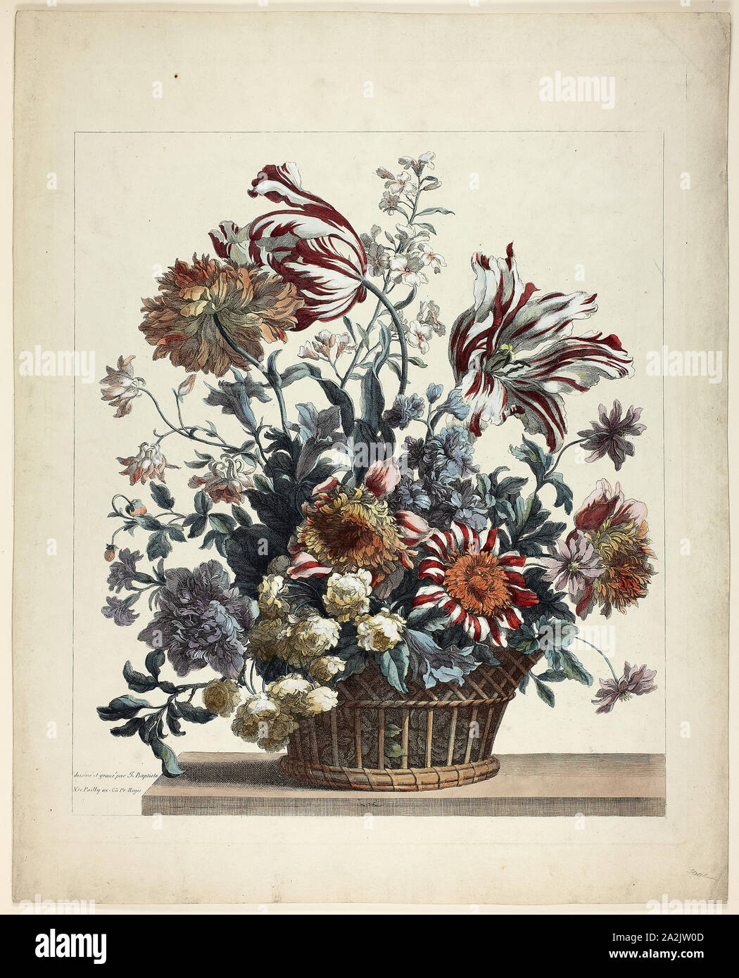 Corbeille, n.d., Jean Baptiste Monnoyer, Français, 1636-1699, France, à la main, eau-forte sur papier Banque D'Images