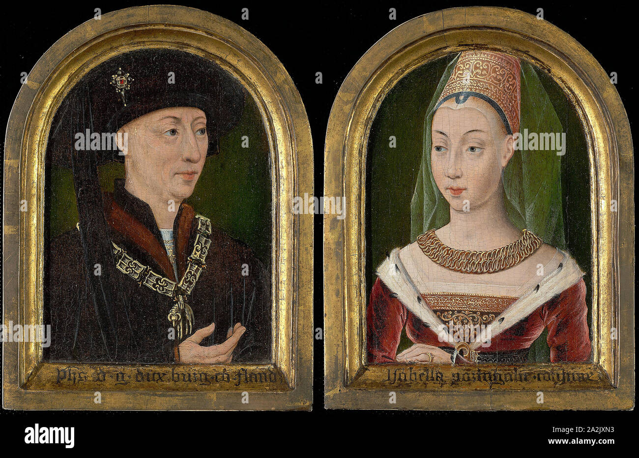 Philippe le Bon, duc de Bourgogne, Isabelle de Bourbon ( ?), ch. 1520/30, flamand, flamand, huile sur panneau, chaque cadre : 21 × 16,2 cm (8 × 5/16 6 3/8 in.), de l'image : 16,5 × 12 cm (6 1/2 x 4 11/16 in Banque D'Images