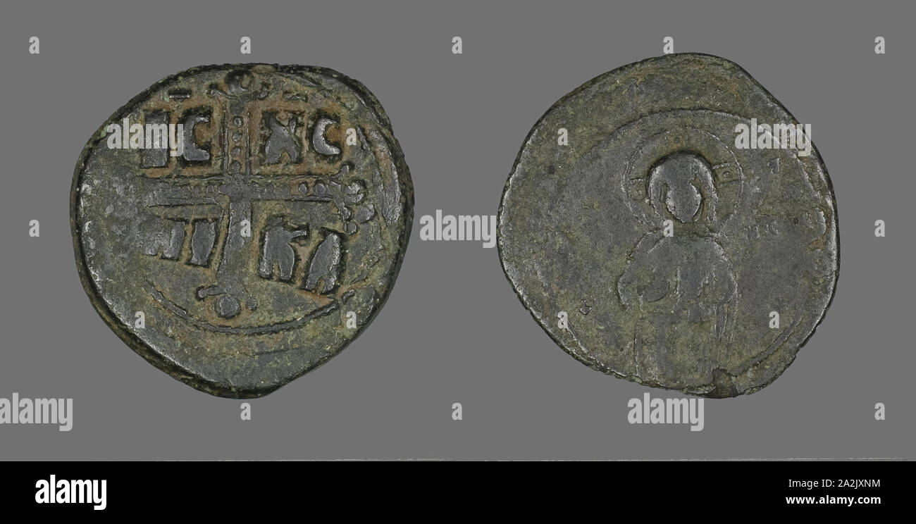 Follis Anonyme (Coin), attribuée à Theodora, AD 1055/1056, byzantin, Empire byzantin, Bronze, diam. 3 cm, 8,22 g Banque D'Images