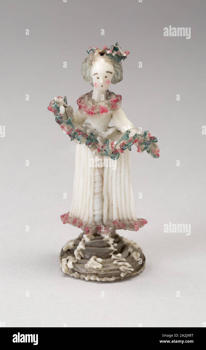 Femme avec Garland, 1750/99, Nevers, France, verre, verre de Murano (Nevers), metal induit, H. 7,6 cm (3 po Banque D'Images