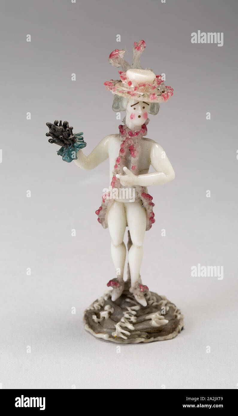Homme avec bouquet, 1750/99, Nevers, France, verre, verre de Murano (Nevers), metal induit, H. 8,9 cm (3 1/2 po Banque D'Images