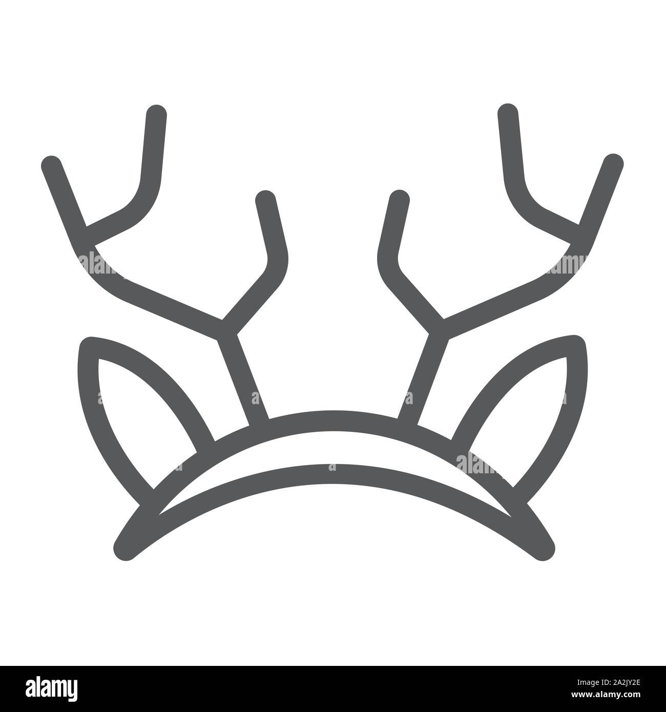 Oreilles de rennes sur l'icône de la ligne du masque, maison de vacances et de décor, masque parti signer, le vectoriel, un motif linéaire sur un fond blanc. Illustration de Vecteur