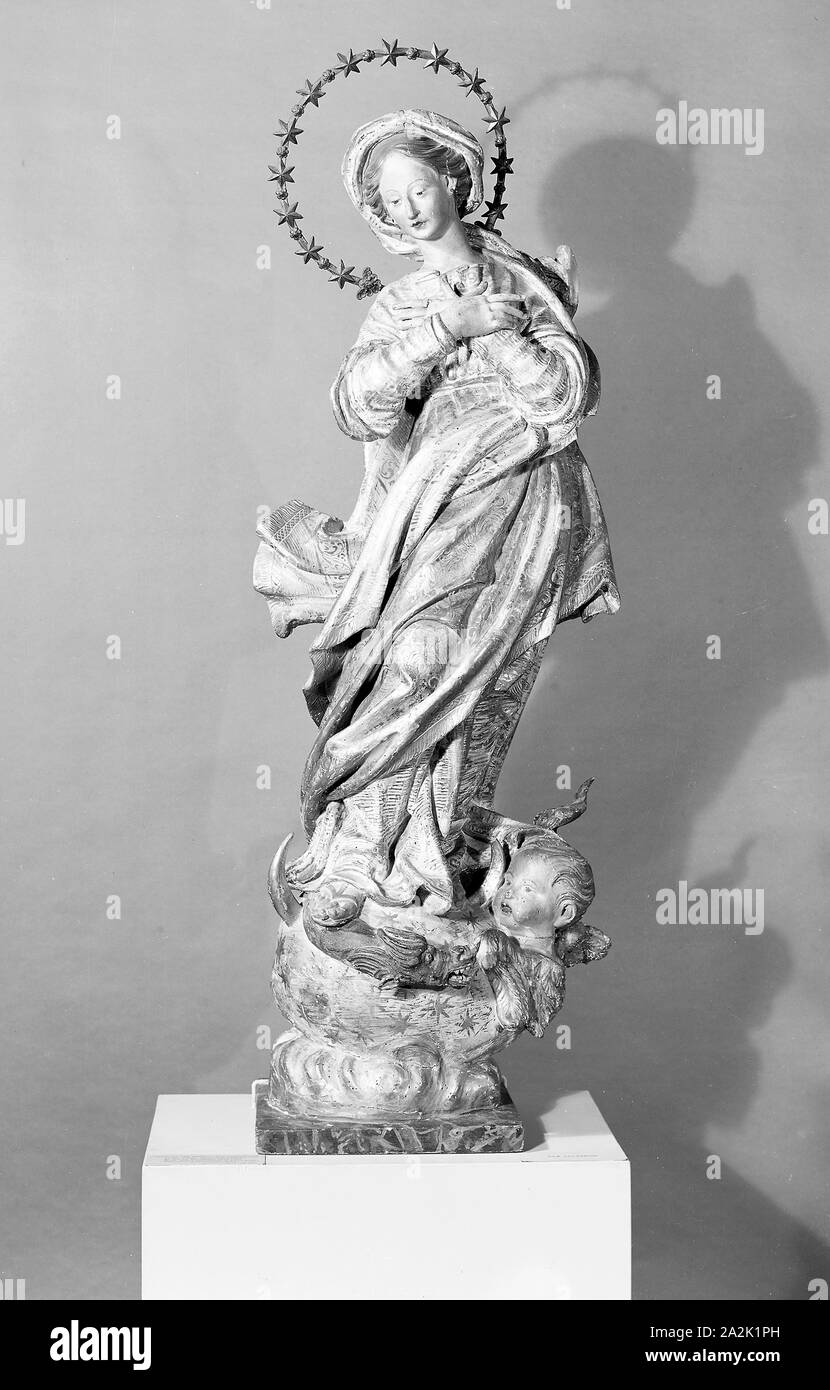 Vierge de l'Immaculée Conception, 1710/20, Antonio Maragliano (et atelier), Italien, 1664-1741, l'Italie, bois, en 44. (111,8 cm Banque D'Images