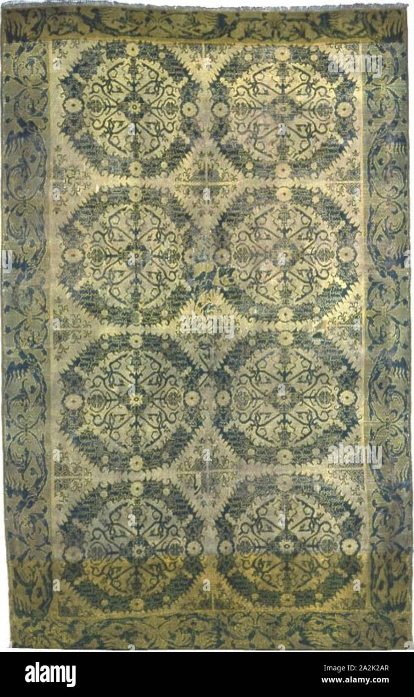 Tapis, 1575/1600, l'Espagne, Alcaraz, Espagne, laine, tissage ordinaire avec des trames d'emballage supplémentaire formant coupés au moyen d'une technique connue sous le nom de 'apnish noeuds Banque D'Images