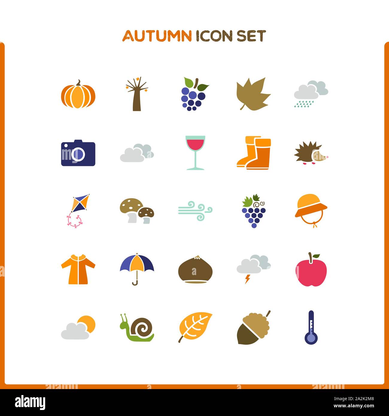 Télévision couleur automne icon set. Illustrations vectorielles Illustration de Vecteur